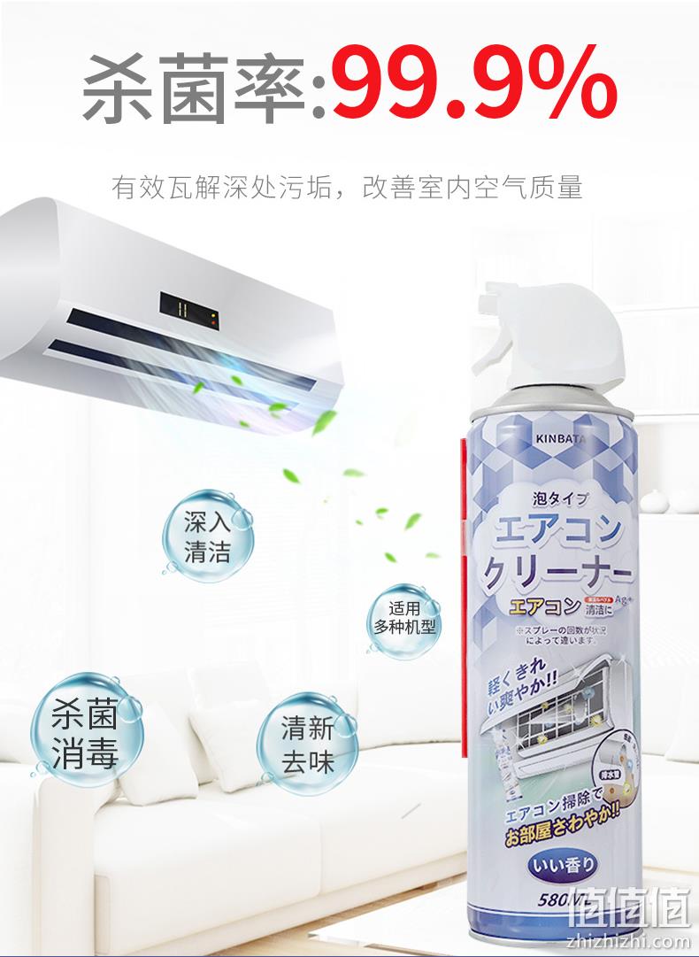 白菜价！免拆免洗、除菌率99.9%：日本进口，kinbata 空调清洗剂 580ml 5.9元包邮 值值值-买手聚集的地方