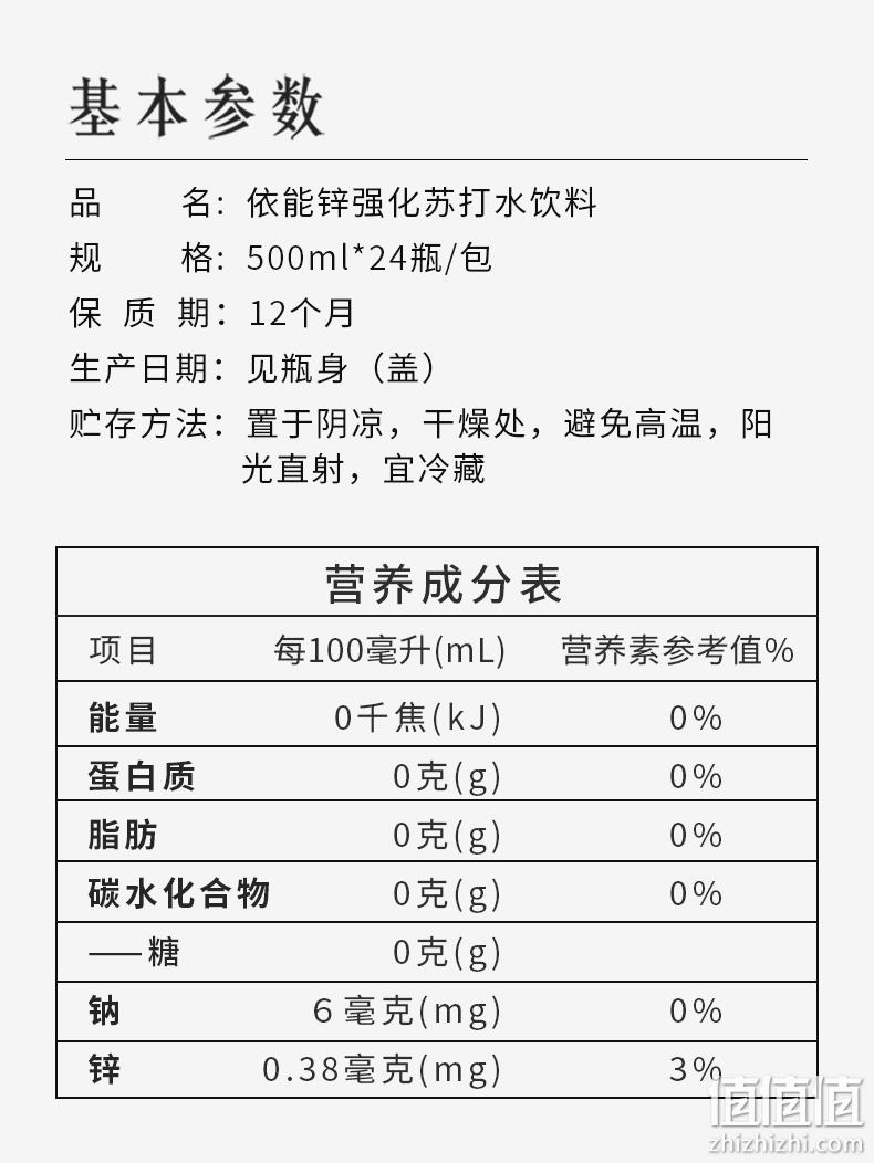 天猫超市 依能 加锌弱碱性苏打水 500mlx24瓶x2箱 券后74元包邮 值值值-买手聚集的地方