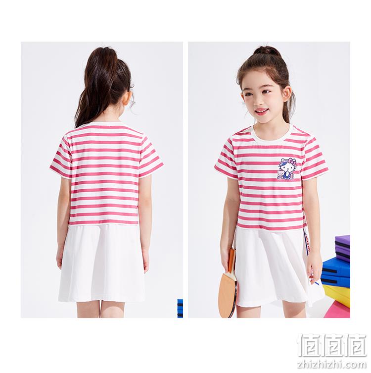 A类品，Hellokitty 2021夏季新款 女童 洋气条纹短袖连衣裙 双重优惠83元包邮 值值值-买手聚集的地方