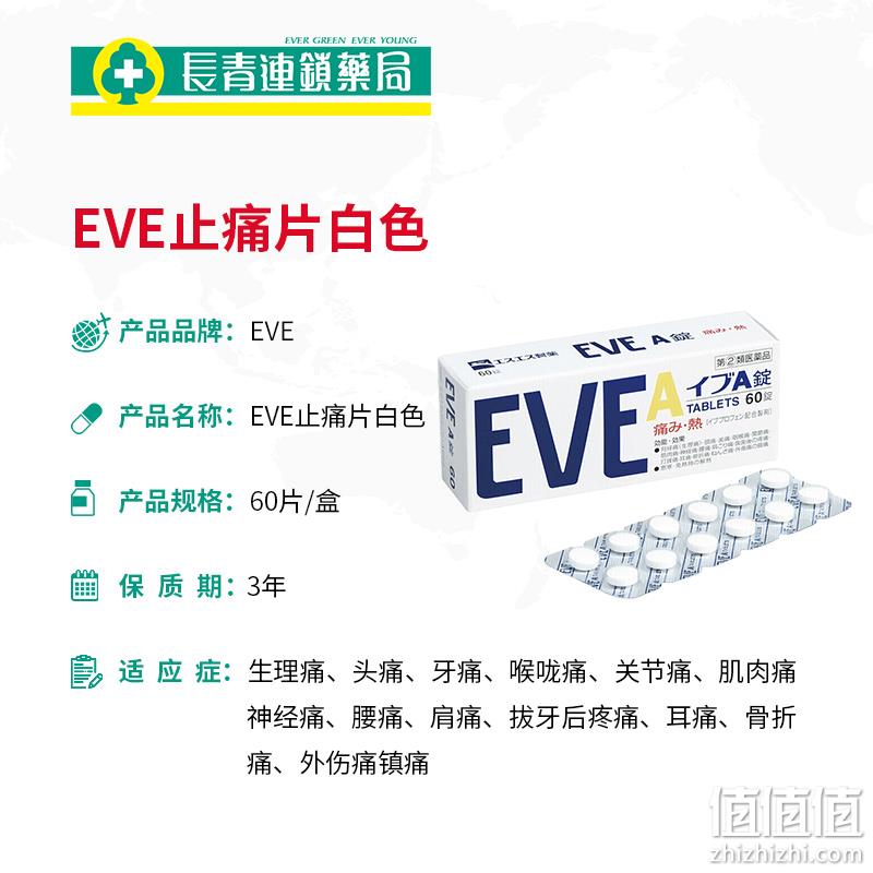 日本进口 EVE 白兔牌 白盒 快速止痛片 60片x2盒 史低117.9元包邮 值值值-买手聚集的地方