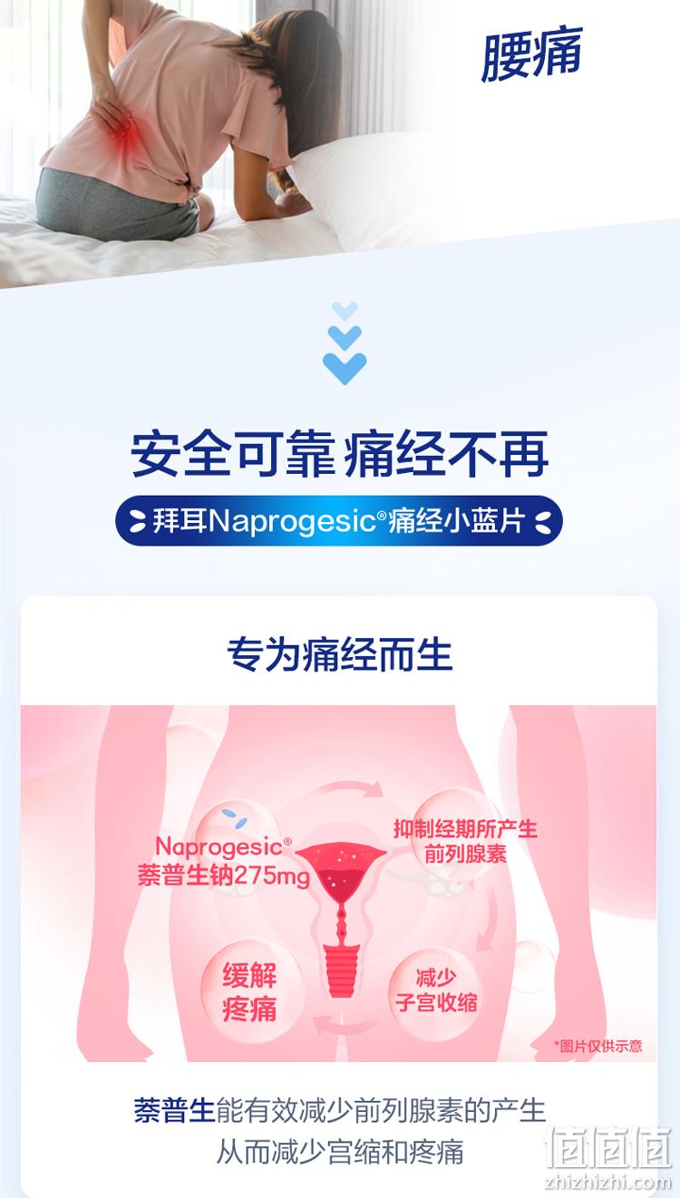 比多喝热水见效快，澳洲进口：24粒 德国 拜耳 Naprogesic 女性经期止痛小蓝片 109元包邮 值值值-买手聚集的地方