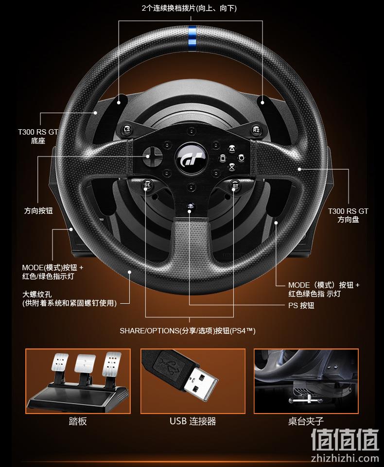 61预售，GT定制版，力反馈无刷电机：Thrustmaster图马思特 T300RS PS5游戏方向盘模拟器 2599元包邮，24期免息 值值值-买手聚集的地方