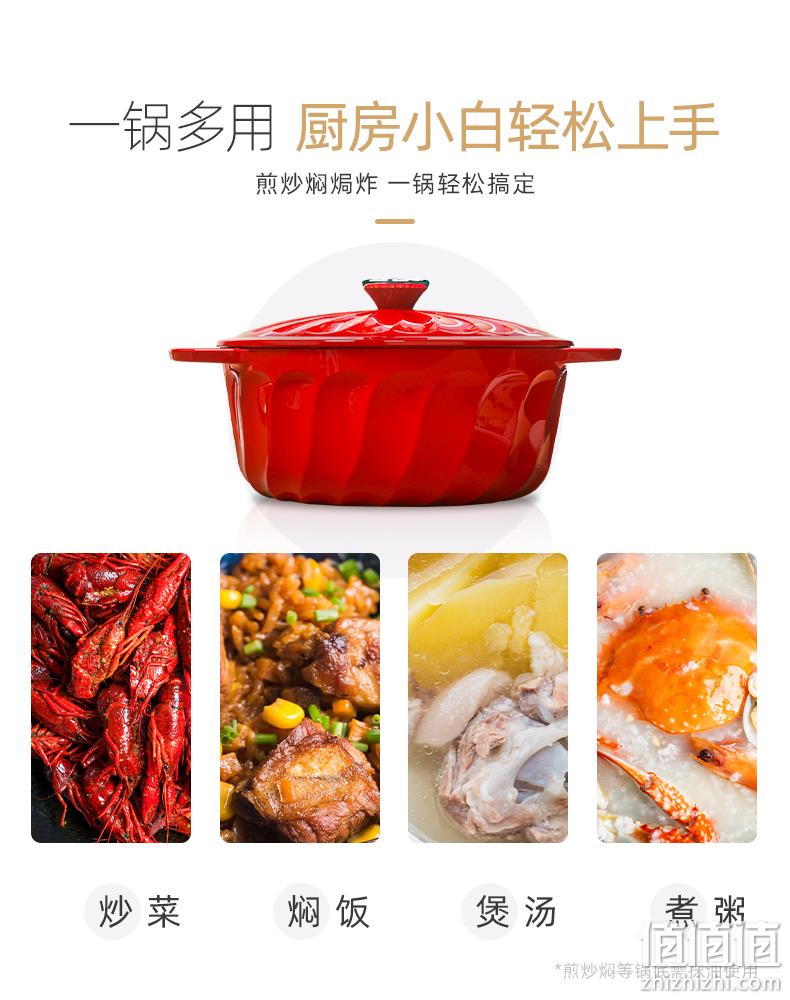 史低！28.3cm 美国 康宁 食色系列 炫彩珐琅铸铁炖锅 2.5L 199元包邮 值值值-买手聚集的地方