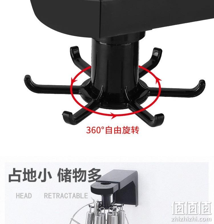 伸缩旋转免打孔，节约空间：三笠 厨房伸缩置物架 6挂钩 9.9元包邮 值值值-买手聚集的地方