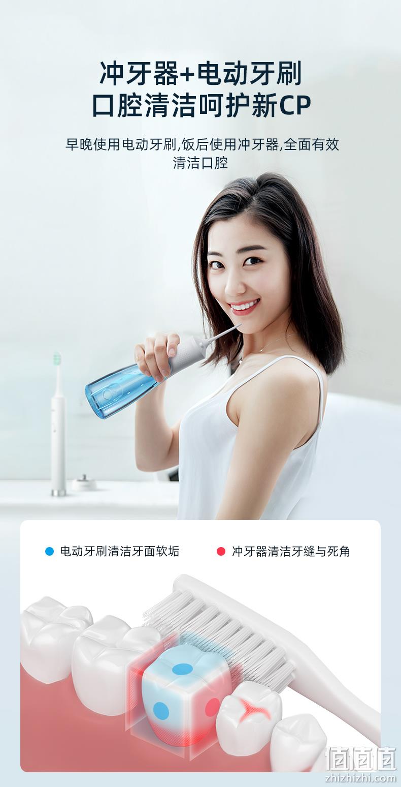 华为智选，6种模式全家可用，120psi高压：力博得 便携式冲牙器 带5个喷头 券后99元包邮 值值值-买手聚集的地方