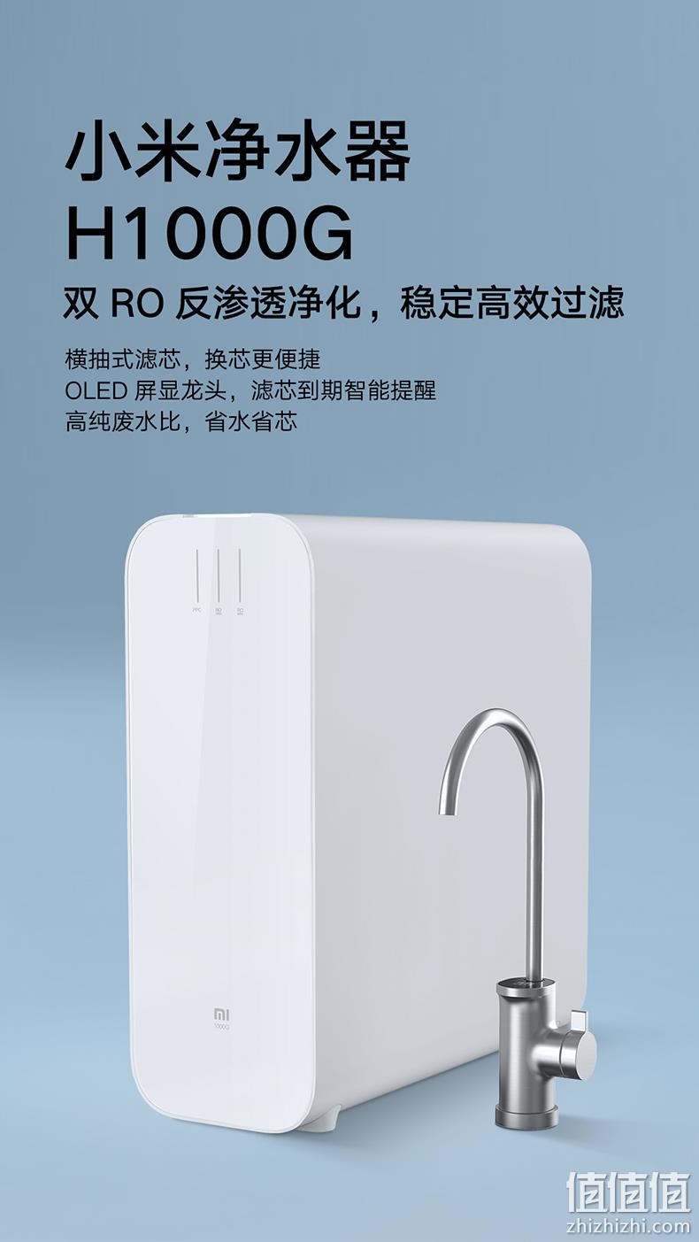 无罐直饮 双RO反渗透 1000G大通量：MI 小米 MR1053 反渗透纯水机 1000G 1879元包邮 值值值-买手聚集的地方