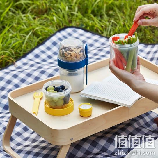 18日0点：LOCK&LOCK 乐扣乐扣 LLS222LJD 双层塑料保鲜盒 870ml 送餐勺 黄色 14.5元 值值值-买手聚集的地方