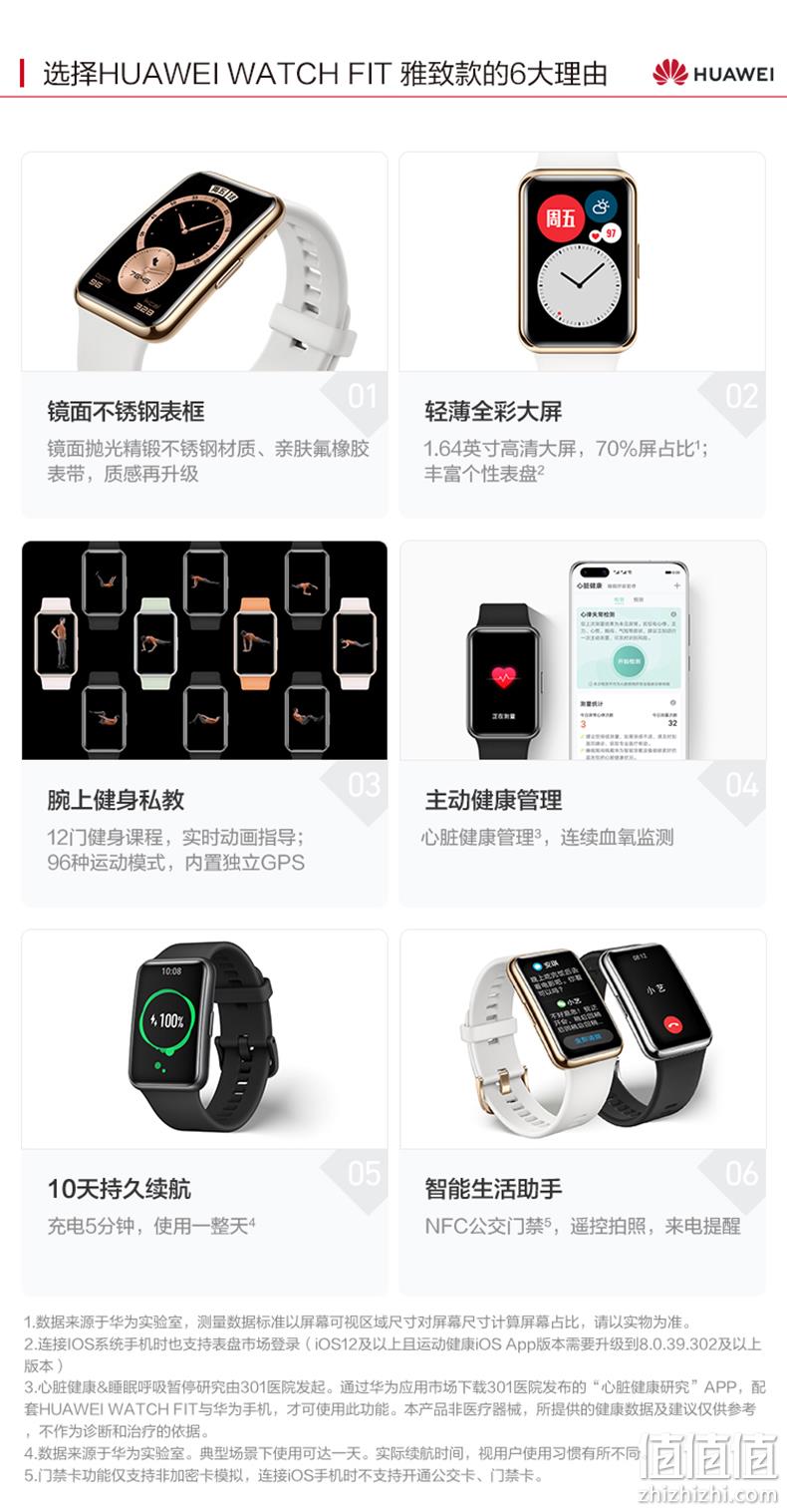 降93元！Huawei 华为 Watch Fit 智能手表（心率测量/GPS/5ATM级防水） 473.02元包邮（天猫旗舰店999元） 值值值-买手聚集的地方