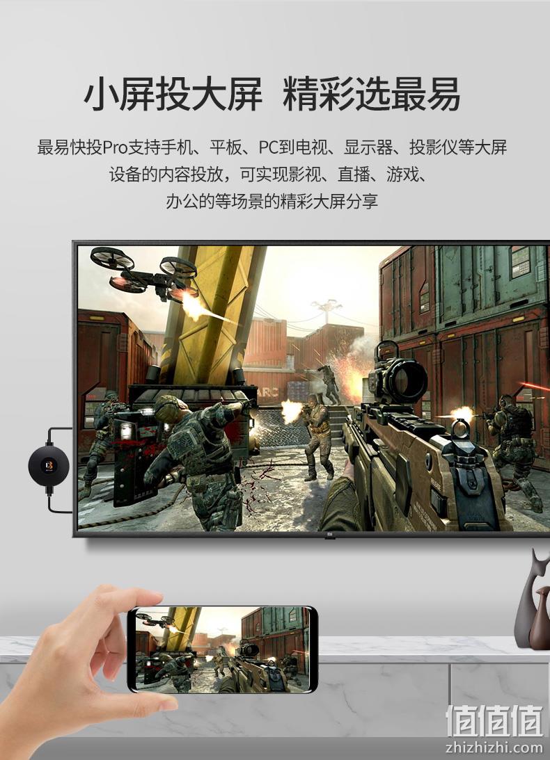 0卡顿0延迟，苹果安卓手机通用：最易 无线高清投屏器 58元起包邮，4K版128元 值值值-买手聚集的地方