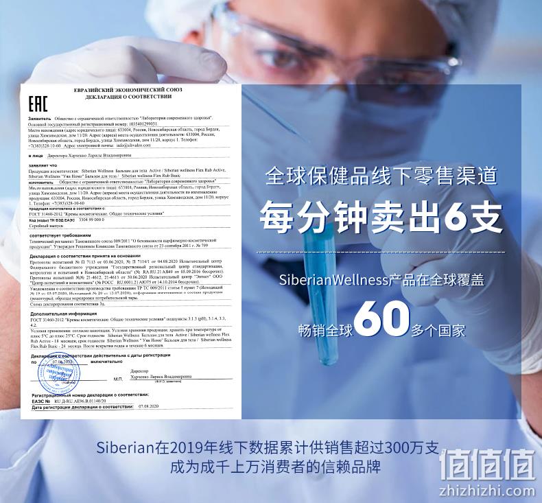 俄奥委会合作品牌，快速缓痛，修护关节：50ml Siberian Wellness 氨糖软骨修护乳 29元包邮包税 值值值-买手聚集的地方