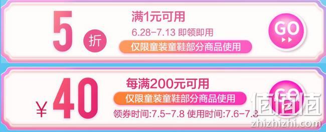 低至1折起！京东 品质童装清仓热卖 满1元打5折优惠券，每满200-40元优惠券 值值值-买手聚集的地方