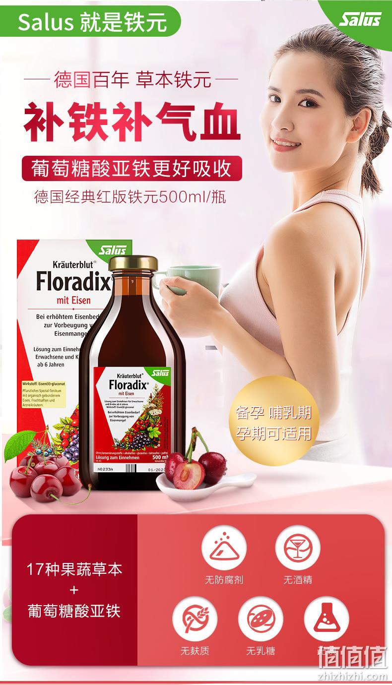 德国原装 莎露斯 Salus floradix红铁元 500mlx2瓶 儿童孕妇女补铁补气血 券后218元包邮 值值值-买手聚集的地方