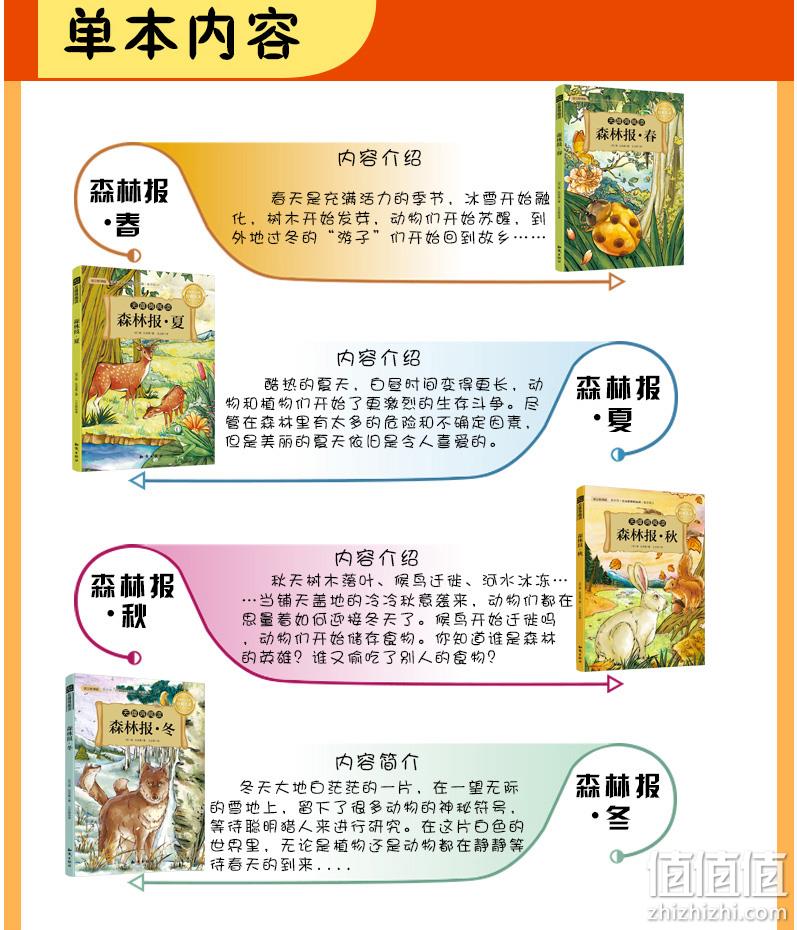 无障碍阅读，轻松了解大自然规律：《森林报：春夏秋冬》 全套4册 券后14.8元包邮 值值值-买手聚集的地方