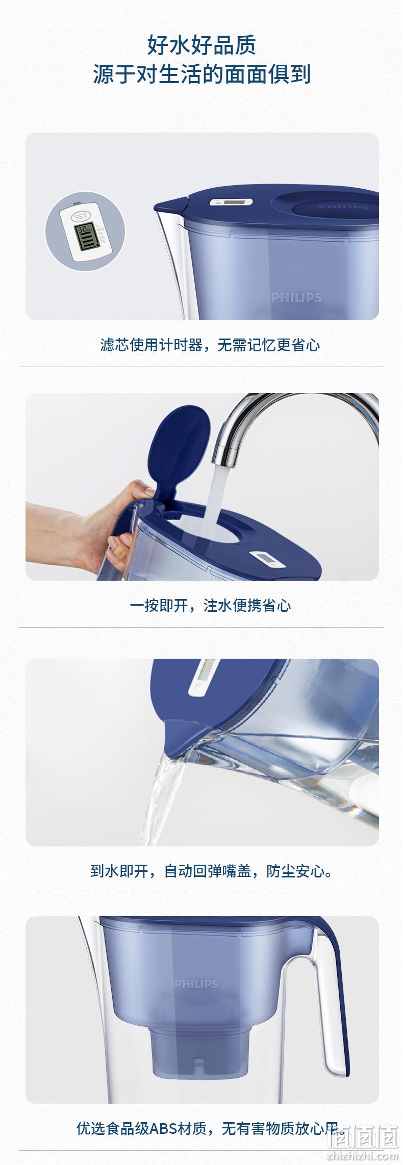 X-Guard专利滤芯，90%除水垢：飞利浦 过滤水壶4.2L+7只专家版滤芯 194元包邮 值值值-买手聚集的地方