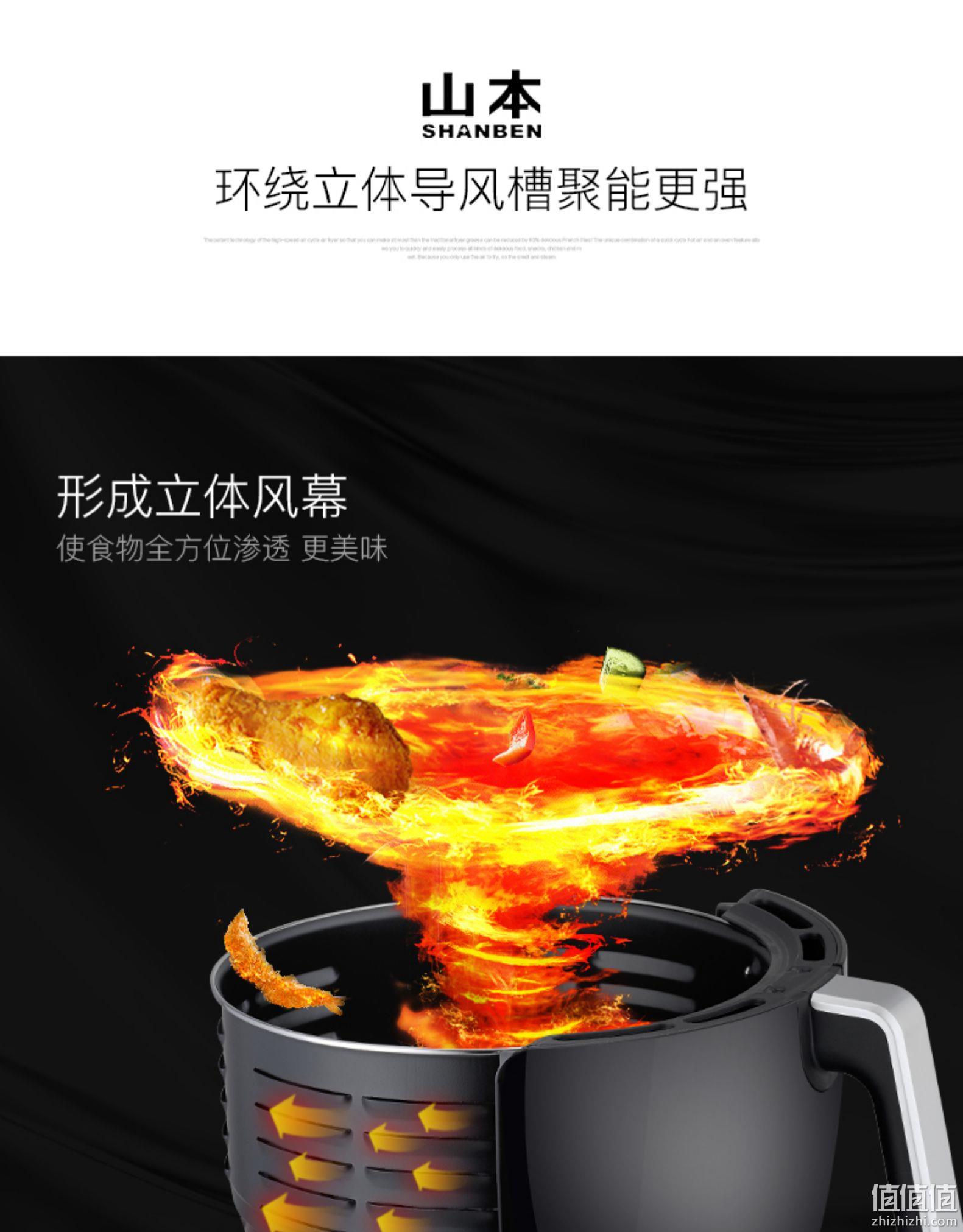 无需用油！3.5L 山本 第5代大容量空气炸锅 SB-D16 券后179元包邮 值值值-买手聚集的地方