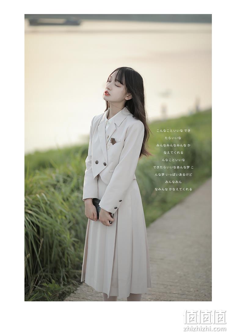 神仙club JK制服 日系学院风套装 小西装+背心裙 杏色 138元 值值值-买手聚集的地方