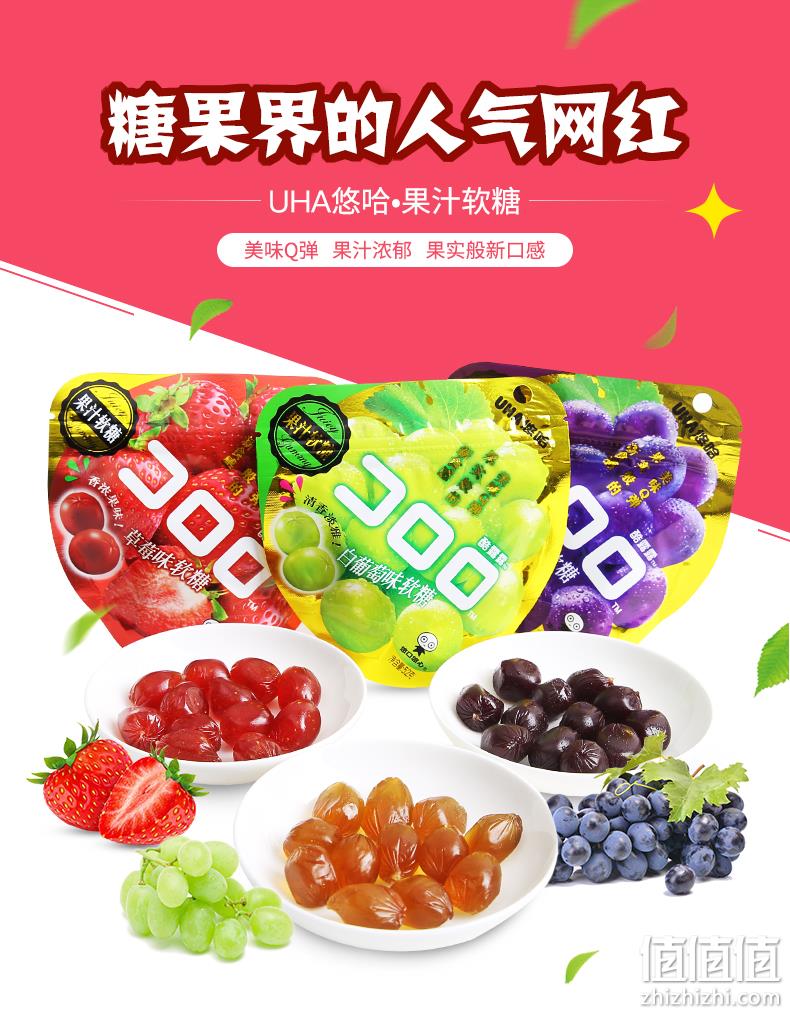 风靡日韩 UHA 悠哈 果汁软糖52gx3包 13.5元包邮（京东9.9元/包） 值值值-买手聚集的地方