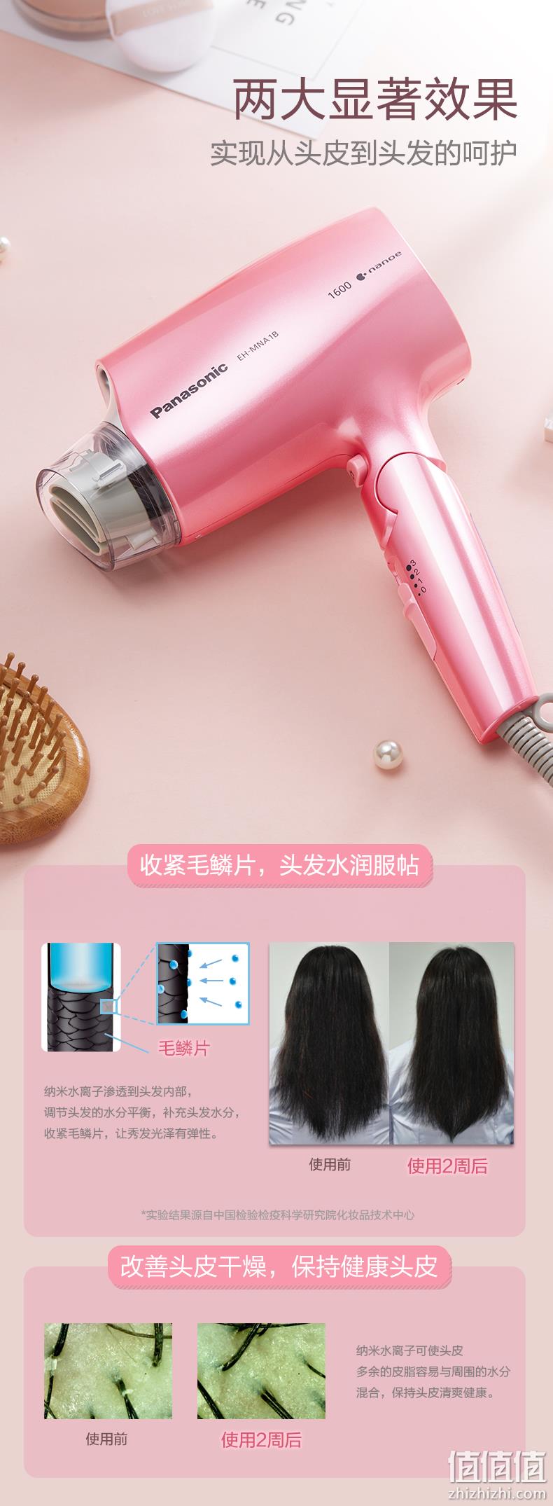护发黑科技,1000倍含水量:松下 入门级 高端nanoe水离子吹风机 1600W 249元包邮 值值值-买手聚集的地方