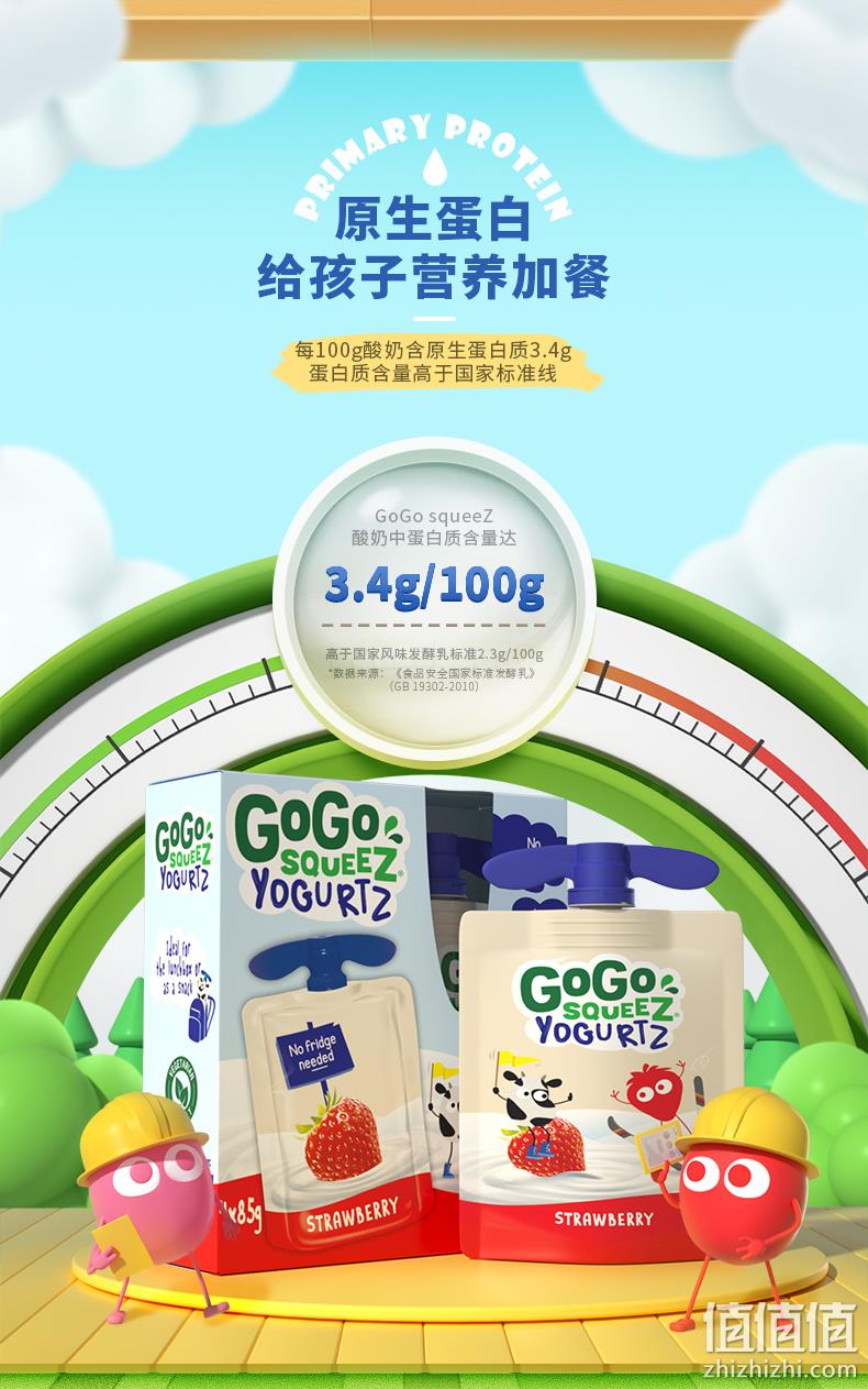 法国原装进口 GoGo SqueeZ 梦果鲜 儿童常温草莓/水蜜桃酸奶 85gx4袋 29.9元包邮 值值值-买手聚集的地方