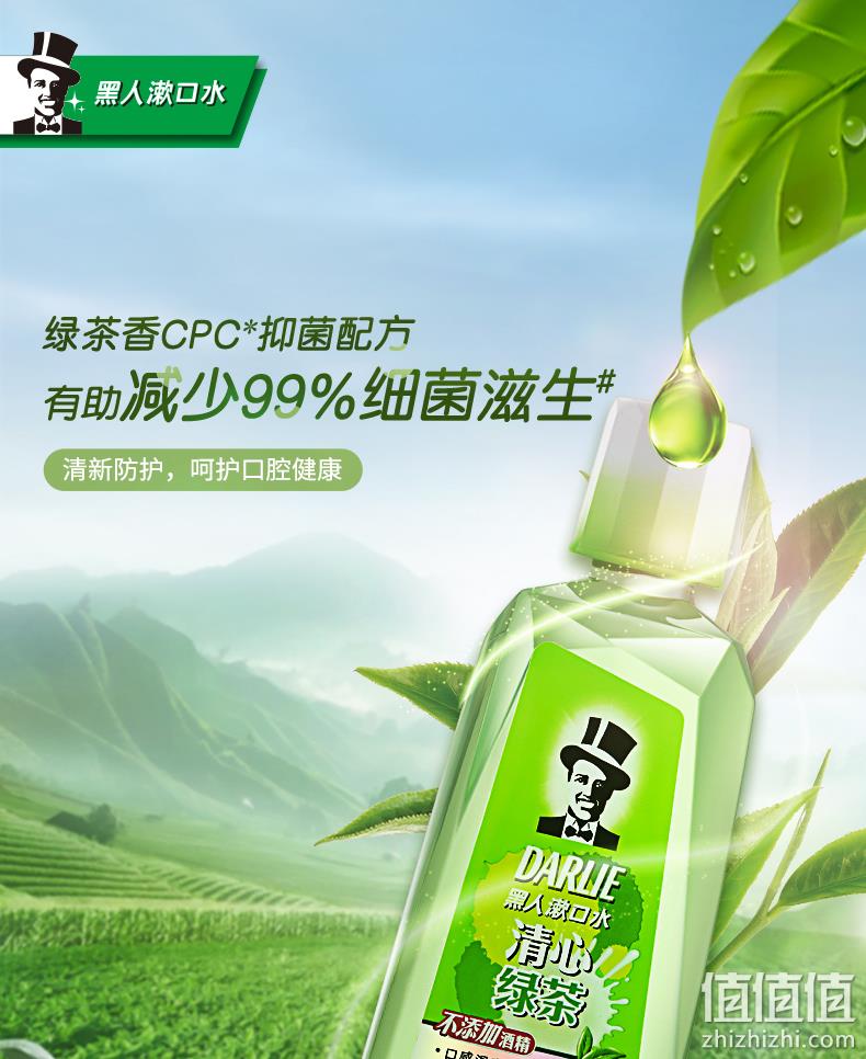 草本抑菌绿茶香，0酒精，孕妇可用：500ml 黑人 清心绿茶漱口水 券后8.7元 值值值-买手聚集的地方