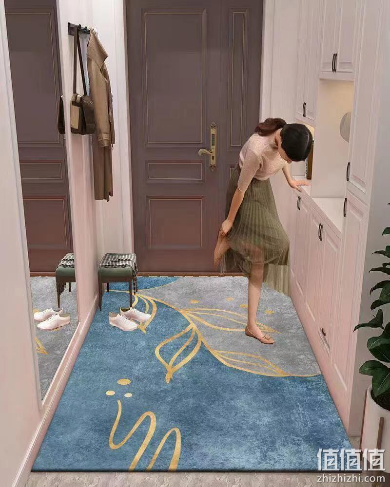 加密水晶绒，柔软扎实可水洗：80x120cm 原非白 轻奢家用入户玄关地垫 19.9元包邮 值值值-买手聚集的地方