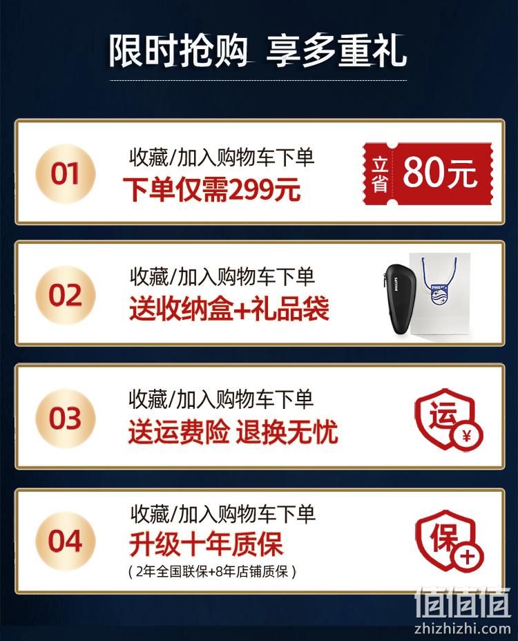 新低！5D浮动贴面，5分钟闪充：飞利浦 电动剃须刀 S3102 229元包邮，S2105款199元（之前S3102需249元） 值值值-买手聚集的地方