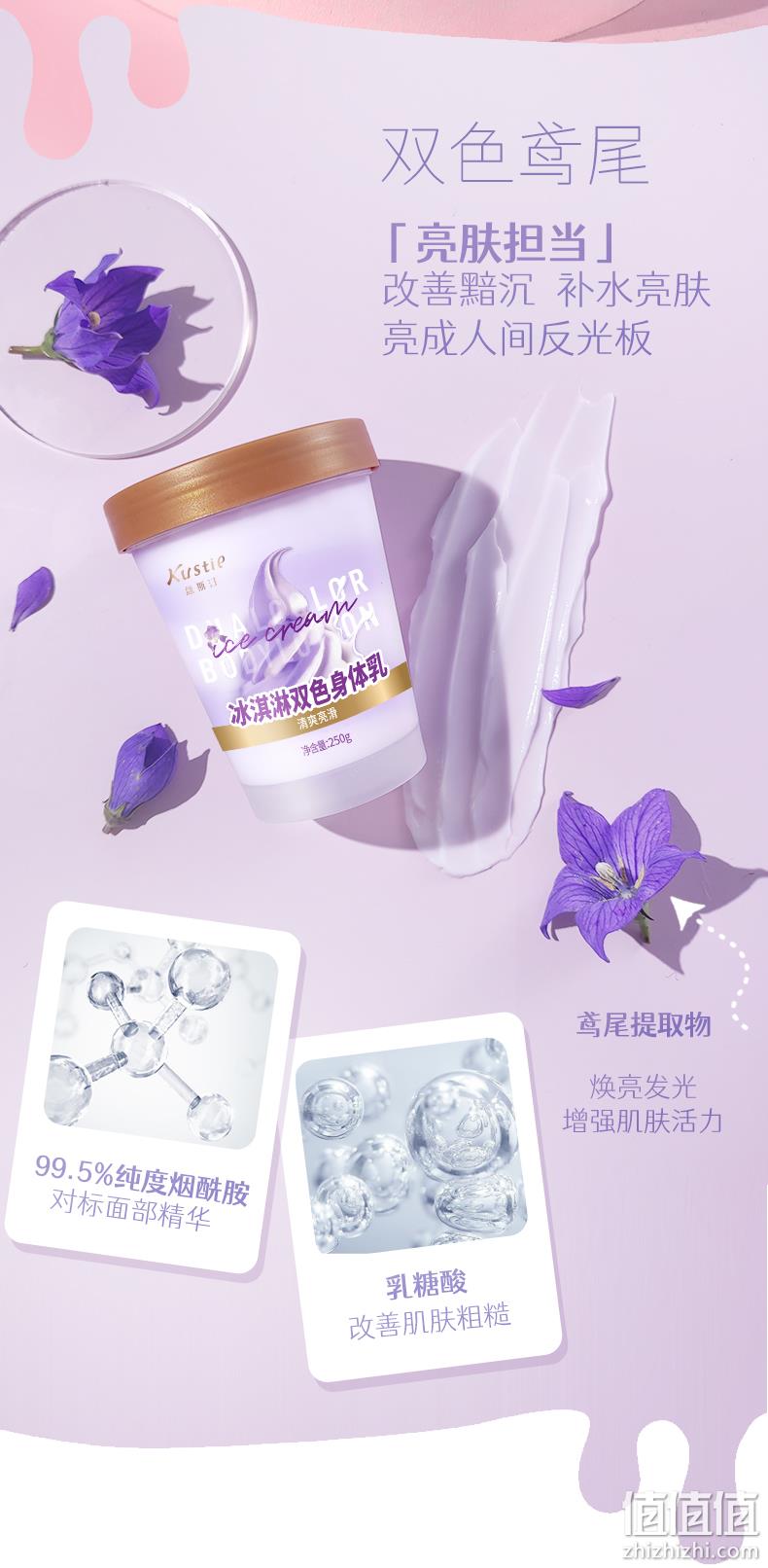 屈臣氏热销款,持久滋润留香:250g Kustie蔻斯汀 冰淇淋烟酰胺身体乳 39元包邮 值值值-买手聚集的地方