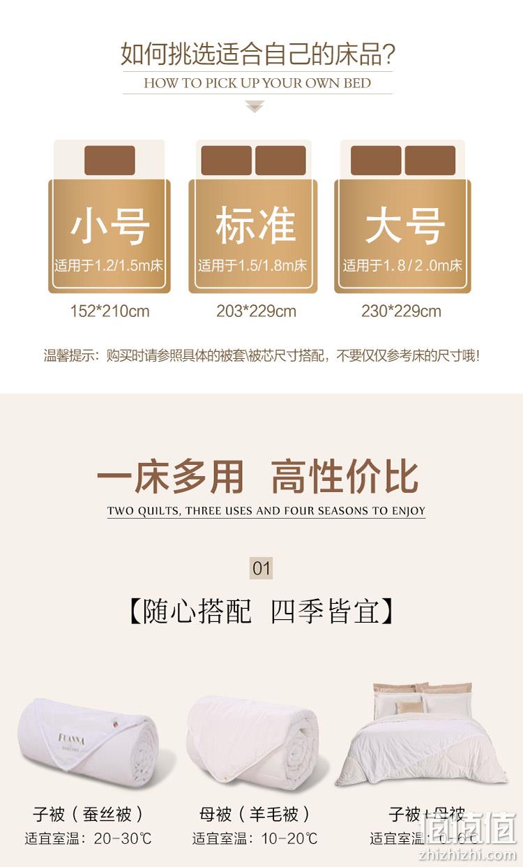 新低，上市品牌，澳洲进口羊毛+蚕丝：2条组合 富安娜 蚕丝羊毛2合1子母被 389元起包邮（之前推荐399元） 值值值-买手聚集的地方