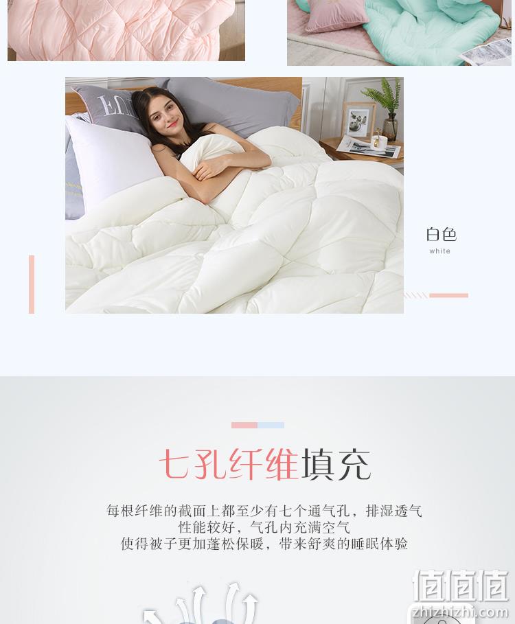 排湿透气不闷汗，四季可用：220x240cm 水星家纺 克洛怡抗菌七孔纤维冬被 99.1元包邮 值值值-买手聚集的地方