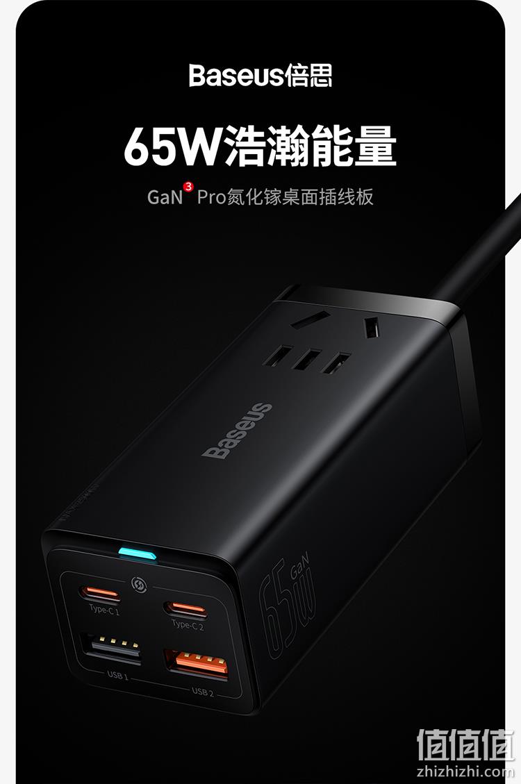 BASEUS 倍思 GaN Pro 氮化镓 65W 二合一 桌面充电器 169元包邮 值值值-买手聚集的地方