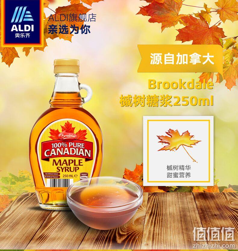 ALDI 奥乐齐 加拿大BROOKDALE 槭树糖浆 250ml 领券+满减后34.9元包邮 值值值-买手聚集的地方