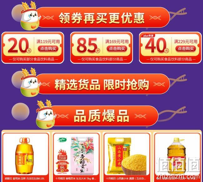 低至第2件0元，京东 “京”致粮油 健康护航 粮油好物双11大促 2件5折，满119-20元、满169元85折优惠券 值值值-买手聚集的地方