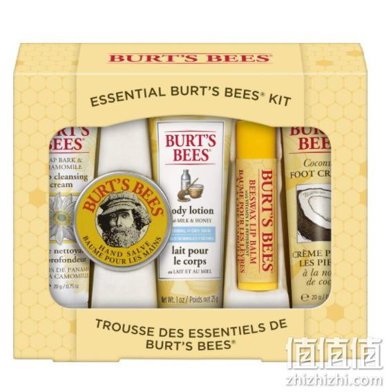 销量第一！Burt's Bees 小蜜蜂 美容基本套装（洁面+唇膏+护手霜+身体乳+护足霜） 72.62元包邮 值值值-买手聚集的地方
