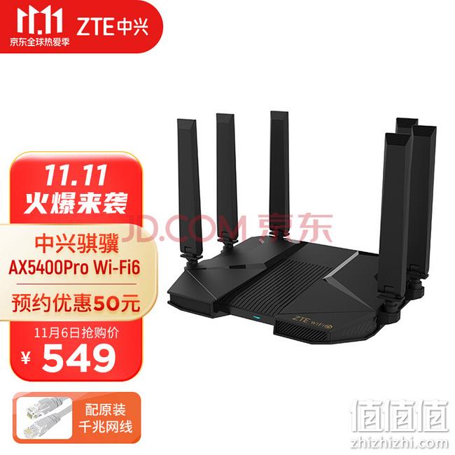 20Gbps、自研芯片！ZTE 中兴 AX5400PRO WiFi6 千兆路由器  499元 包邮 值值值-买手聚集的地方
