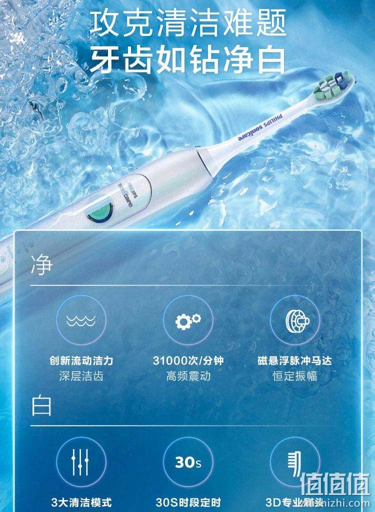 新低！飞利浦畅销机皇，Philips 充电式智能声波电动牙刷HX6730/02 195元包邮（之前推荐220元） 值值值-买手聚集的地方