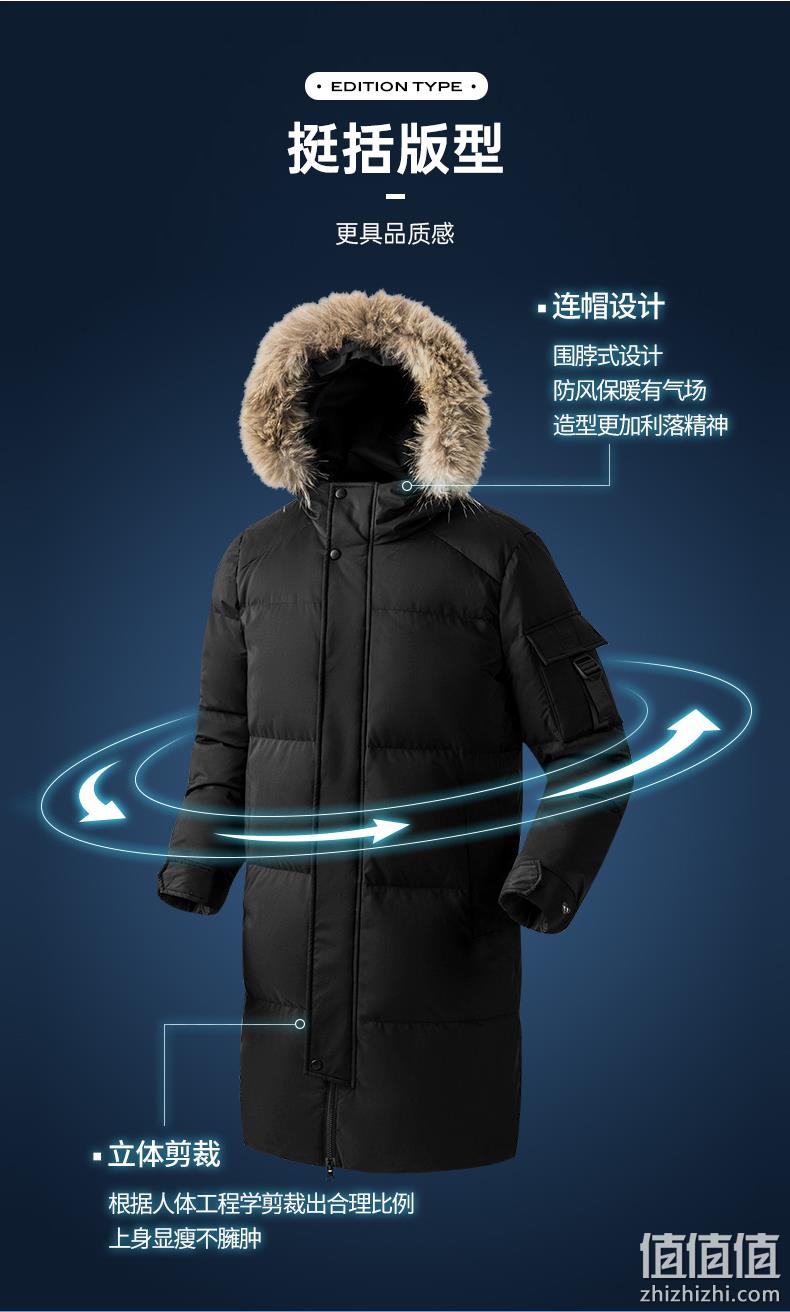 Camel 骆驼 男士中长款貉子毛领加厚羽绒服 399元包邮 值值值-买手聚集的地方