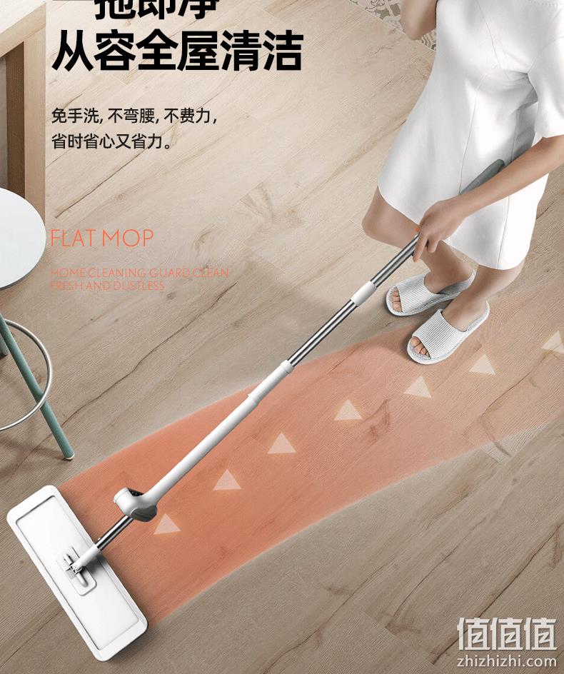 持平史低！干湿两用，免手洗：虾选 平板旋转拖把+3块拖布 19.9元包邮 值值值-买手聚集的地方