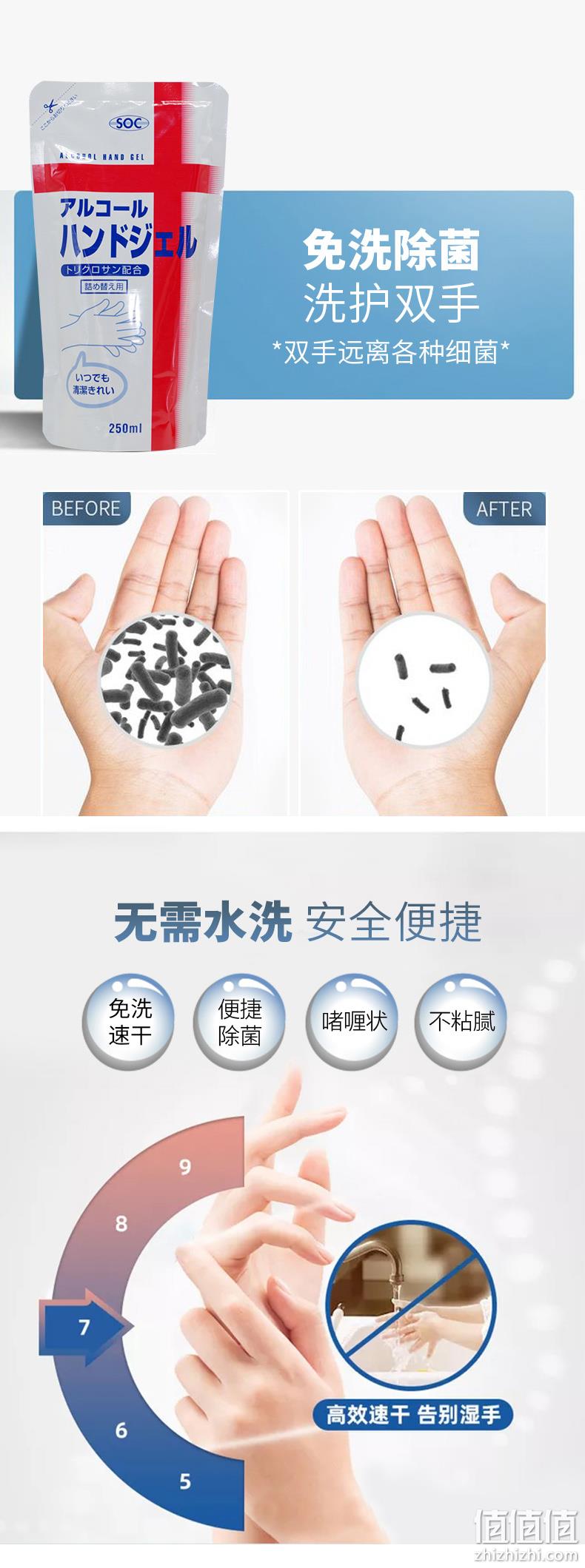 日本进口,免洗保湿,儿童可用:250mlx5件 Belica倍利卡 免洗酒精除菌啫喱 18元包邮,赠分装瓶 值值值-买手聚集的地方