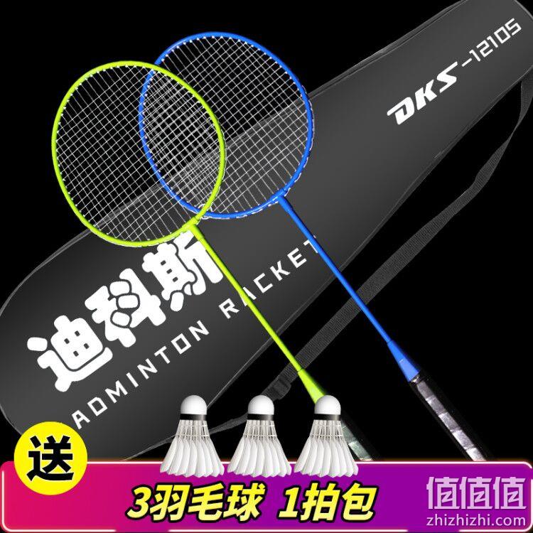 迪科斯 羽毛球拍2支 送3球1拍包 券后19.9元包邮 值值值-买手聚集的地方