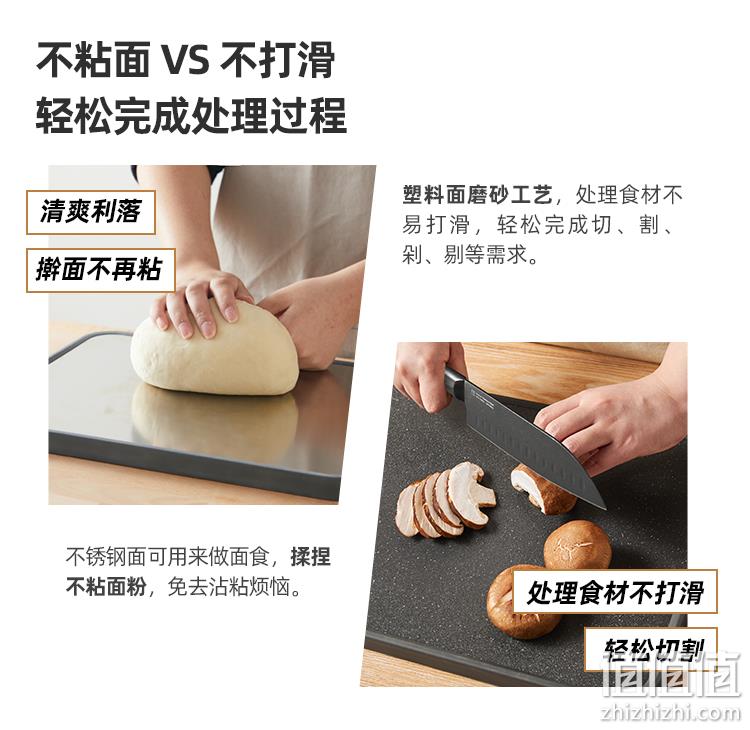 4.9分，双面作用大不同，抗菌防霉防裂：淘宝心选 304不锈钢菜板 49.9元包邮 值值值-买手聚集的地方