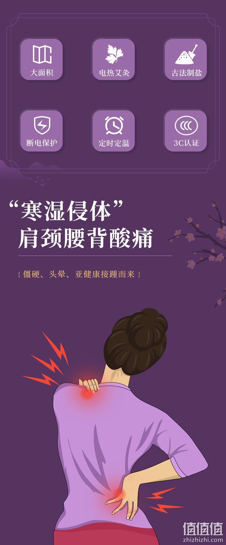 大面积不跑偏，全身可用：康草堂 国风电加热海盐艾灸热敷理疗包护肩 78元起包邮 值值值-买手聚集的地方