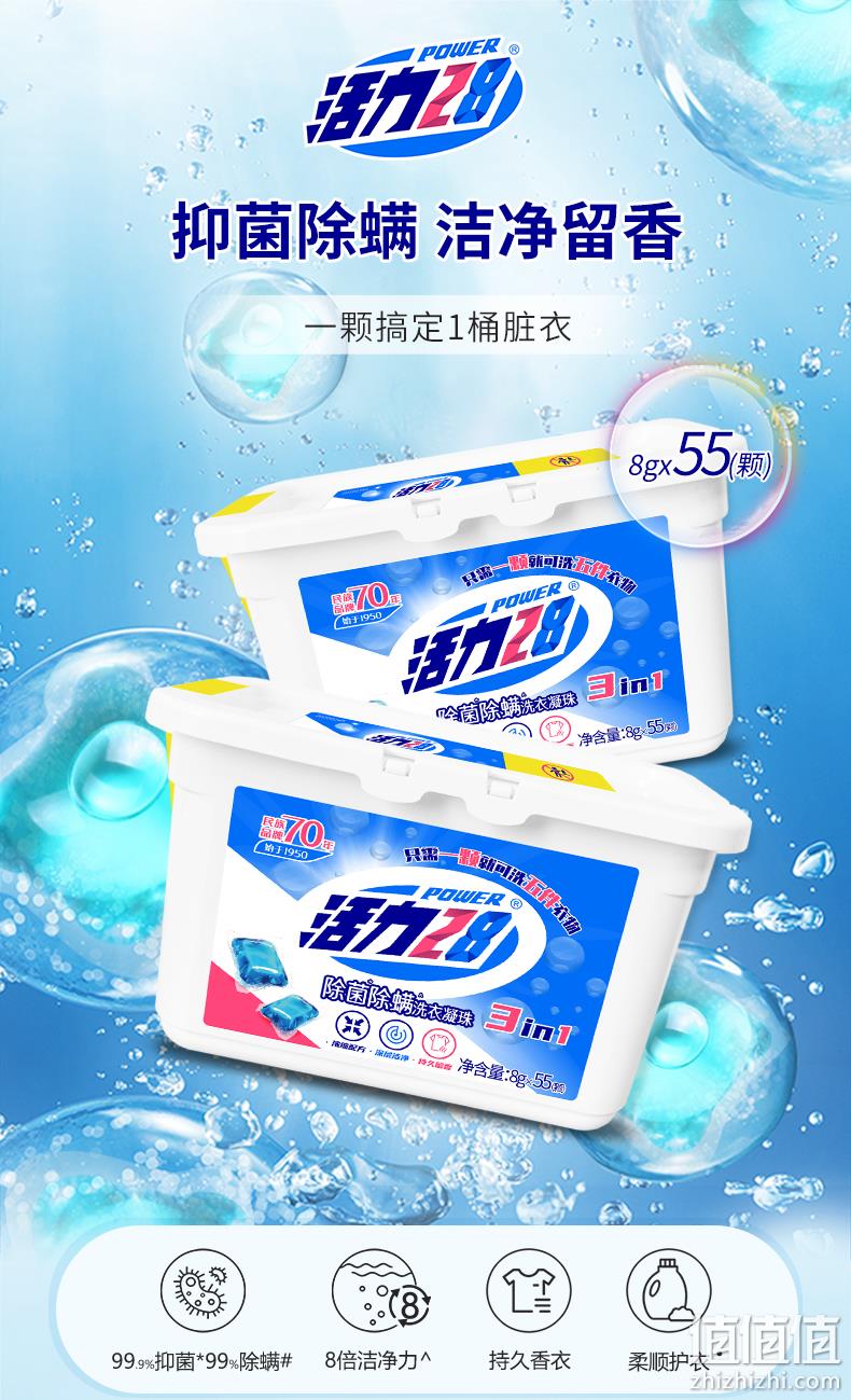 猫超次日达，70年民族品牌：8gx55颗 活力28 洗衣凝珠 14.95元包邮，返5元猫超卡后 值值值-买手聚集的地方