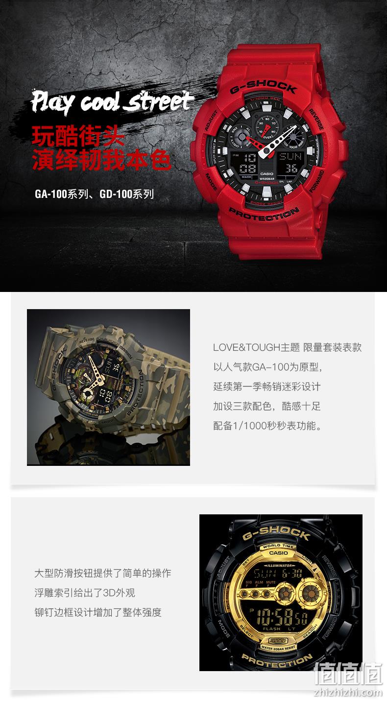Casio 卡西欧 G-Shock系列 GA-100GBX 男士双显运动手表 479元包邮 值值值-买手聚集的地方