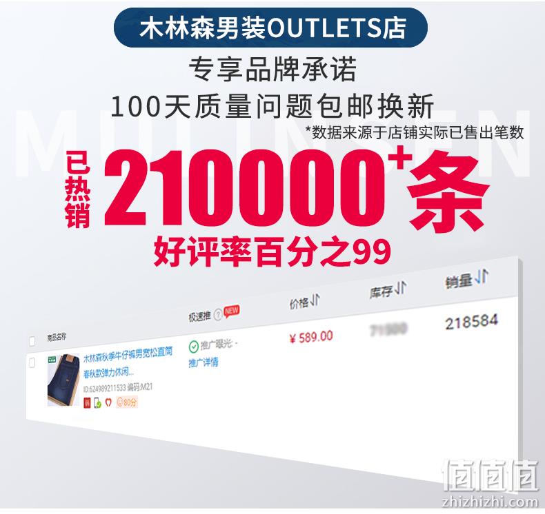 木林森 男士秋冬厚款 商务休闲牛仔裤 有加绒款 券后49.9元包邮 值值值-买手聚集的地方