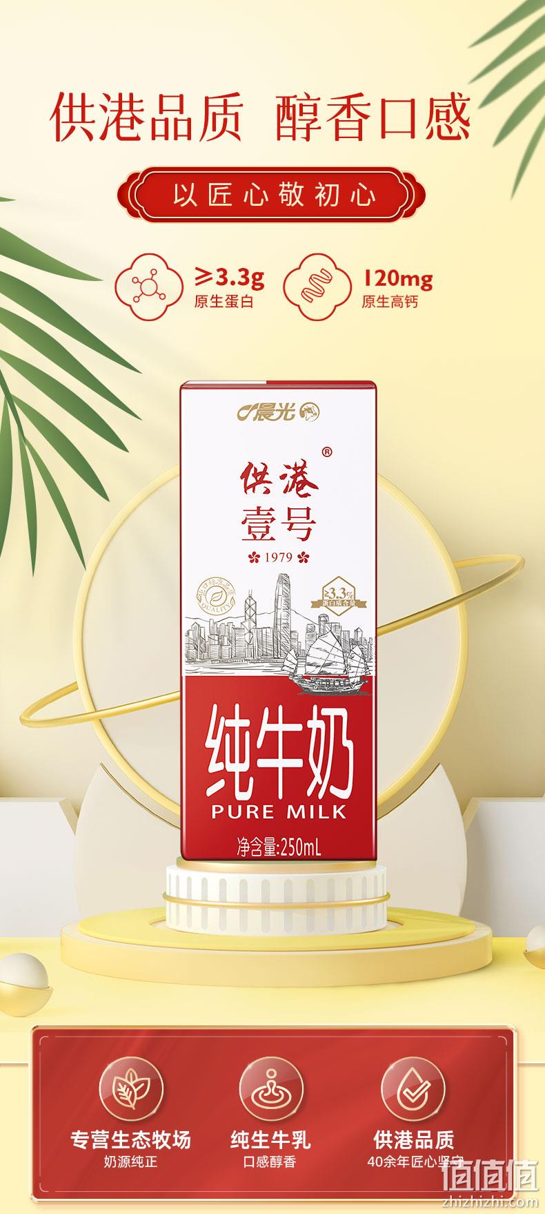 晨光 供港壹号 3.6g蛋白质 纯牛奶 200mlx12盒x2箱 券后78元包邮 值值值-买手聚集的地方