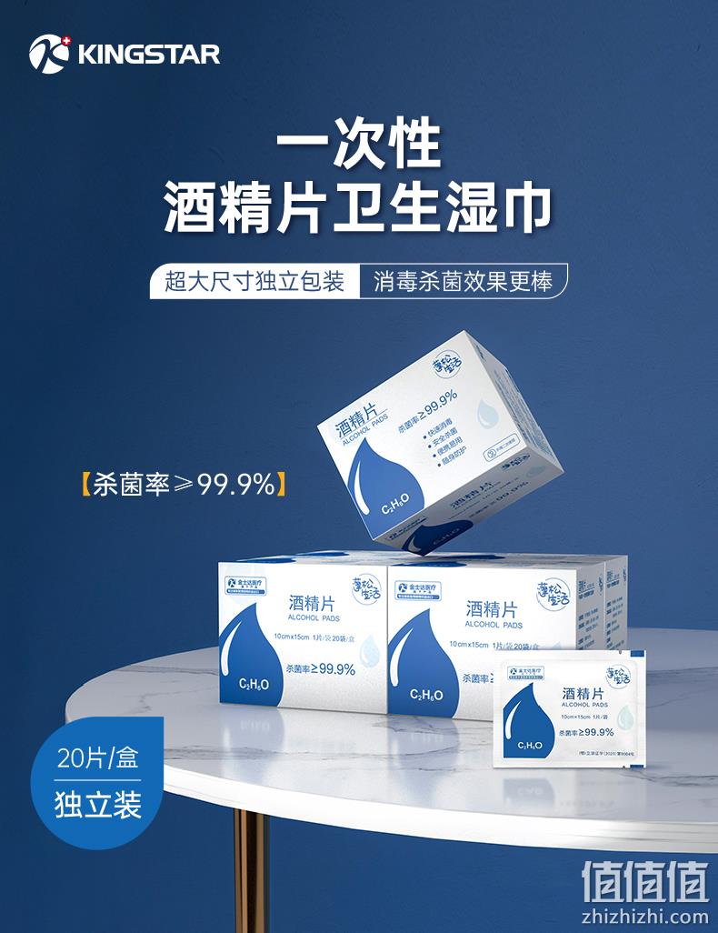 春节不打烊，卫消字认证，10x15cm大尺寸：40片 金士达 75%医用酒精棉片 5.6元包邮 值值值-买手聚集的地方