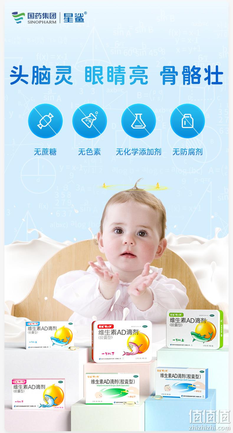 值哭！婴幼儿专用：36粒x3盒 星鲨 维生素ad滴剂软胶囊 1岁以下 拍3件42.4元包邮，折合14.13元/盒 值值值-买手聚集的地方