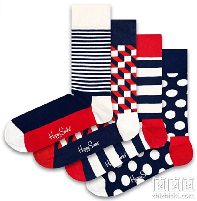 袜子界时尚担当，Happy Socks 男士中筒袜礼盒 4双装 直邮含税到手202元（天猫265元起） 值值值-买手聚集的地方