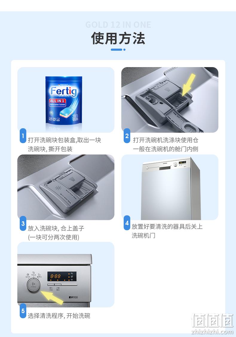德国原装进口 Fertig 12效合一 洗碗机专用洗碗粉块 300gx2袋 券后45.92元包邮 值值值-买手聚集的地方