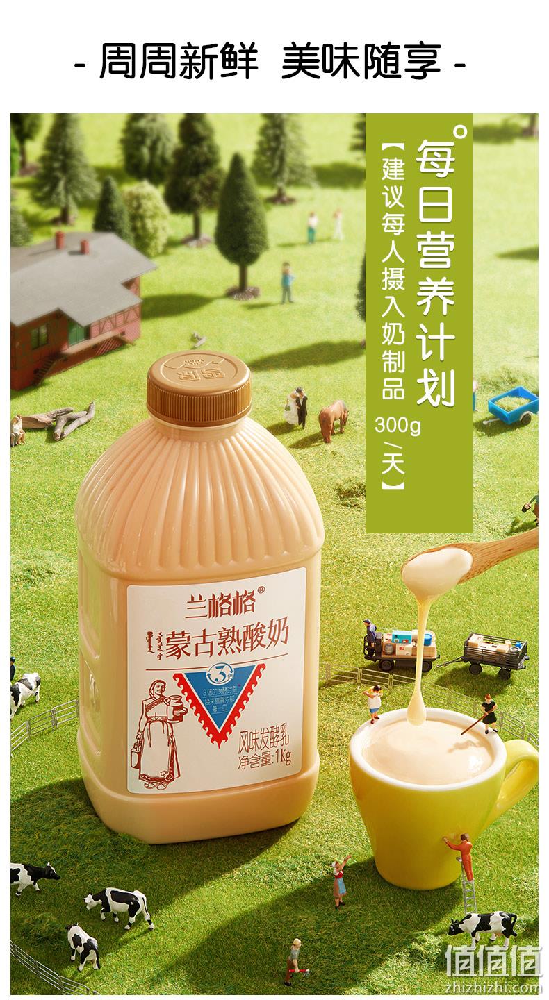 蒙古特产 兰格格 草原酪酸奶+炭烧熟酸奶 2斤x2瓶 券后38元包邮 值值值-买手聚集的地方